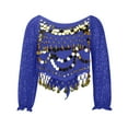 thumbnail image 3 of Gunia Girls Sequin Top Glitter Indian Belly Dance Outfits Long Sleeve Dance Blouse Performance Dancewear Party Sparkly Tops For Girl Blue, 3 of 6