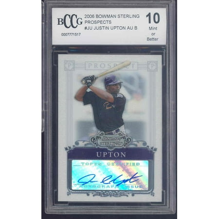 2000 Bowman Autograph - 2006 bowman sterling prospects #ju JUSTIN UPTON autograph rookie BGS BCCG 10