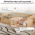 thumbnail image 5 of DreamBuck Twin Size Floor Bed Frame with Fence and Door, Wood Montessori Bed with Safety Guardrails, Floor Bed Frame for, Boys, Girls, No Box Spring Needed,Natural(No Bed Slats), 5 of 8