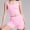 Pink, variant on Naittoop Workout Outfits for Women 2 Piece Sexy Seamless Sports Bra Ribbed Tank Crop Tops with High Waist Leggings Exercise Set