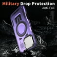 thumbnail image 4 of ELEHOLD Magnetic Case for iPhone 16 Plus, Military Grade Shockproof Rugged Case Built-in Metal Camera Cover with Stand,Purple, 4 of 7