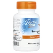 Doctors Best Serrapeptase, Non-GMO, Vegan, Gluten Free, Supports Healthy Sinuses, 40,000 SPU, 90 Veggie Caps
