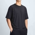 thumbnail image 2 of DeHolifer Men's Swim Shirts Rash Guard Solid Color Short Sleeve Breathable Tees Tops Fishing Tops for Surfing Black L, 2 of 5