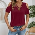 thumbnail image 2 of HXWCHs Henley Neck Women's V Neck Sleeveless Casual Loose Fit Pure Color Summer Basic Tee top for Everyday Wear XXL Red, 2 of 6