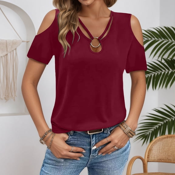 MAIHAN Women Polo Shirt Half Sleeve Summer Tees Crew Neck Basic Tops Summer Baggy Tops Cotton Tee Shirts for Women