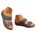 thumbnail image 3 of IUJSOY Womens Wedge Sandals Double Buckle Slip on Slippers Comfortable Arch Support Walking Shoes, 3 of 9