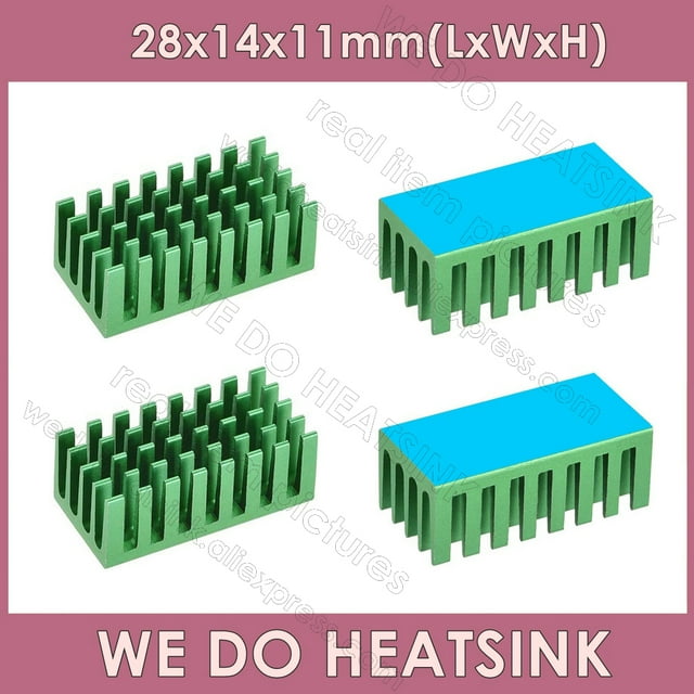 28x14x11mm Without or With Thermal Pad Aluminum Network Routers Chip Heat Sinks Radiator Cooler With Thermal Pad Green With Pad 6pcs
