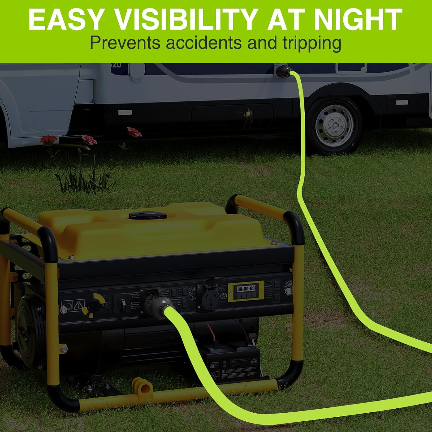 Nilight 100FT 30Amp Generator Extension Cord 125V Heavy Duty 10/3 Gauge Pure Copper STW Wire UL ETL Listed 4 Prong L14-30P L14-30R Weatherproof Suit for Camper Outdoor Use Bright Green