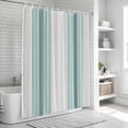 thumbnail image 6 of Teal Aqua Stripes Shower Curtain Set, Waterproof Shower Curtains for Bathroom, Minimalist Abstract Vertical Lines Washable Fabric Cloth Bath Curtain for Bathtub Decoration with Hooks 54x78 Inches, 6 of 6