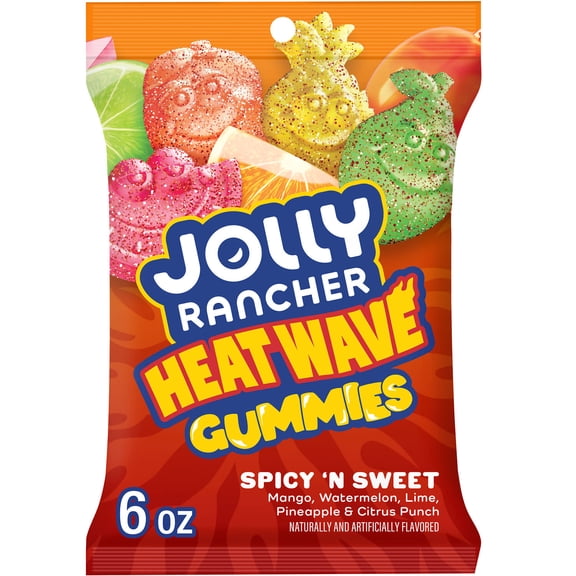 JOLLY RANCHER Heat Wave Gummies Spicy ‘n Sweet Assorted Fruit Flavored Candy Bag, 6 oz