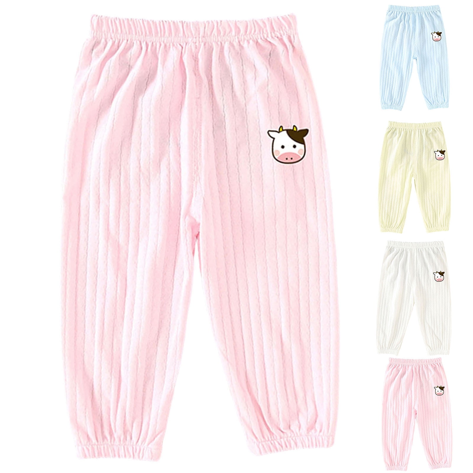 DJDLJWCJ Baby Girls Elastic Waist Jogger Pants Breathable Ribbed Casual Pants Solid Color Stretch Soft Pants Blue Size 12-18M