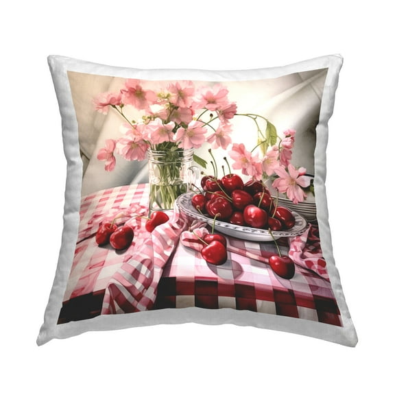 Stupell Industries Ripe Cherries & Florals Decorative Printed Throw Pillow Design by RB