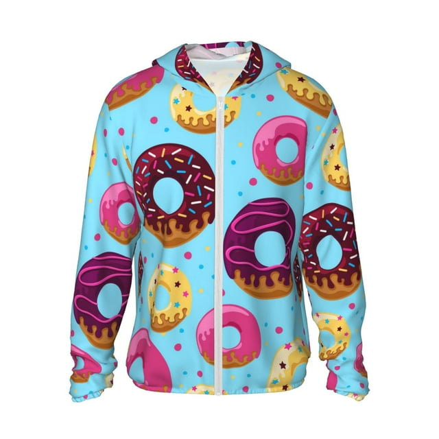 Vsdgher Sweat à Capuche Imprimé Donuts pour Adultes, Protection Éruption Cutanée pour Hommes et Femmes, Manches Longues, Protection Solaire, Pêche, Course, Natation-TTG