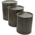 thumbnail image 6 of DecMode 18" x 21" Bronze Metal Handmade Drum Accent Table with Hammered Design, 3-Pieces, 6 of 13