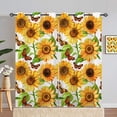 thumbnail image 4 of Sunflower Curtains Grommet Light Filtering Window Drapes with Watercolor Yellow Floral Leaf Butterfly Print Pattern Decorative Privacy Curtains for Bedroom Living Room 2 Panels 52 x 63 Inch, 4 of 6