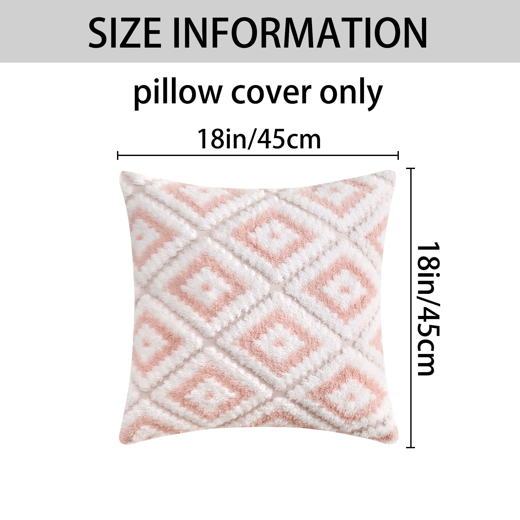Unique Bargains 4 Pcs Soft Plush Throw Pillow Covers Pink 18" x 18"/20" x 20"