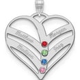 thumbnail image 2 of Custom Personalized 10KW 4 Name and Birthstone w/ 18k Bezel Cut Out Heart Necklace 10k White Gold: Jewelry by Sweet Pea - Made in USA, 2 of 5