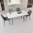 thumbnail image 3 of Dining Sets 47"-63" extendable MDF modern dining table and chair set, suitable for 2-6 people, elegant white dining table and modern grey dining chair 4-piece set, metal base and linen chair,Kitchen, 3 of 25