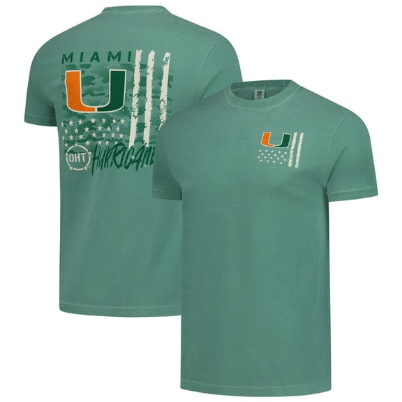 Men's Green Miami Hurricanes Comfort Colors OHT Camo Overlay T-Shirt