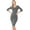 Ash Grey, variant on Womens 3/4 Quarter Sleeve Bodycon Fitted Knee Length Midi Dress