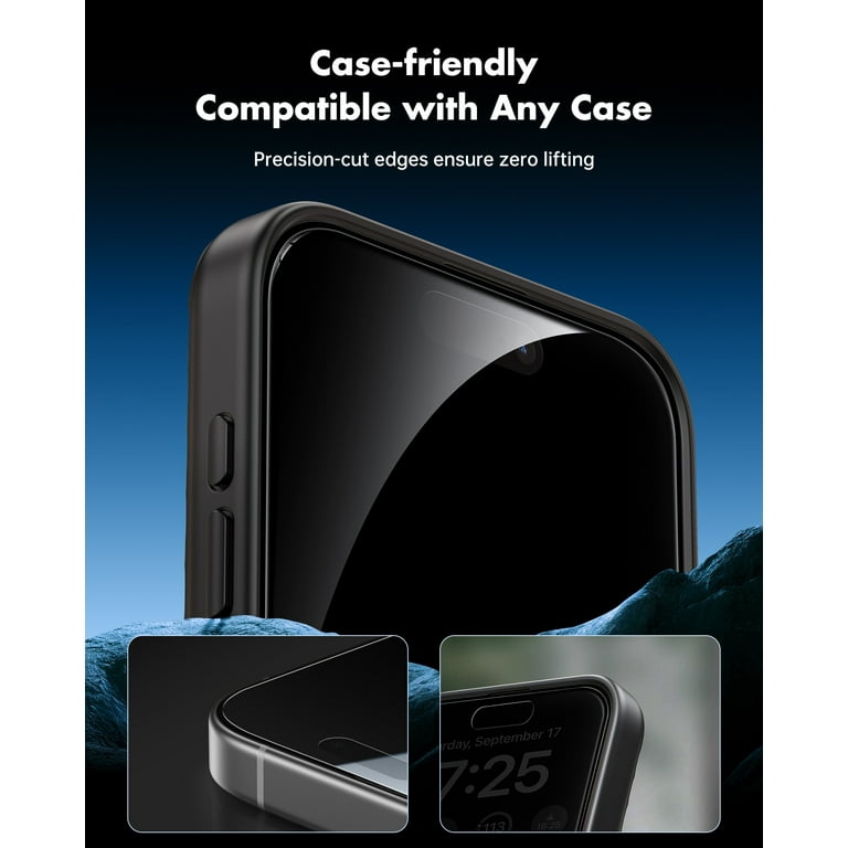 UNBREAKcable iPhone 17 Pro Max Screen Protector Privacy 2 Pack, Anti-Spy Tempered Glass, 9H Scratch Resistant, Bubble-Free Install with Alignment Frame, HD Clear