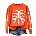 thumbnail image 2 of POIUYTR Women Halloween Fleece Sweatshirts, Spooky Holiday Pullover Tops, Trendy Cozy Print Sweatshirt, 2 of 5