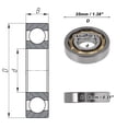 thumbnail image 4 of Rodamientos de bolas de ranura profunda EN14 de Unique Bargains 14x35x8mm P6 tipo abierto lubricados 1 Pc rueda universal de coche patinete patineta tono plateado tono dorado, 4 of 6