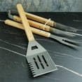 thumbnail image 4 of 3 Piece Grill Set BBQ Accessories - Kitchen Tongs, Metal Spatula & Fork Utensils - Heavy Duty Stainless Steel Barbecue Grill Utensils for Outdoor Grill with Solid Sturdy Wood Handles, 4 of 4