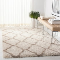 SAFAVIEH Hudson Shag Jaki Geometric Trellis Area Rug, Ivory/Beige, 5'1" x 7'6"