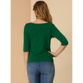 thumbnail image 5 of DARING DIVA Women's Elbow Sleeves Boat Neck Slim Fit Classic Tee M Deep Green, 5 of 6
