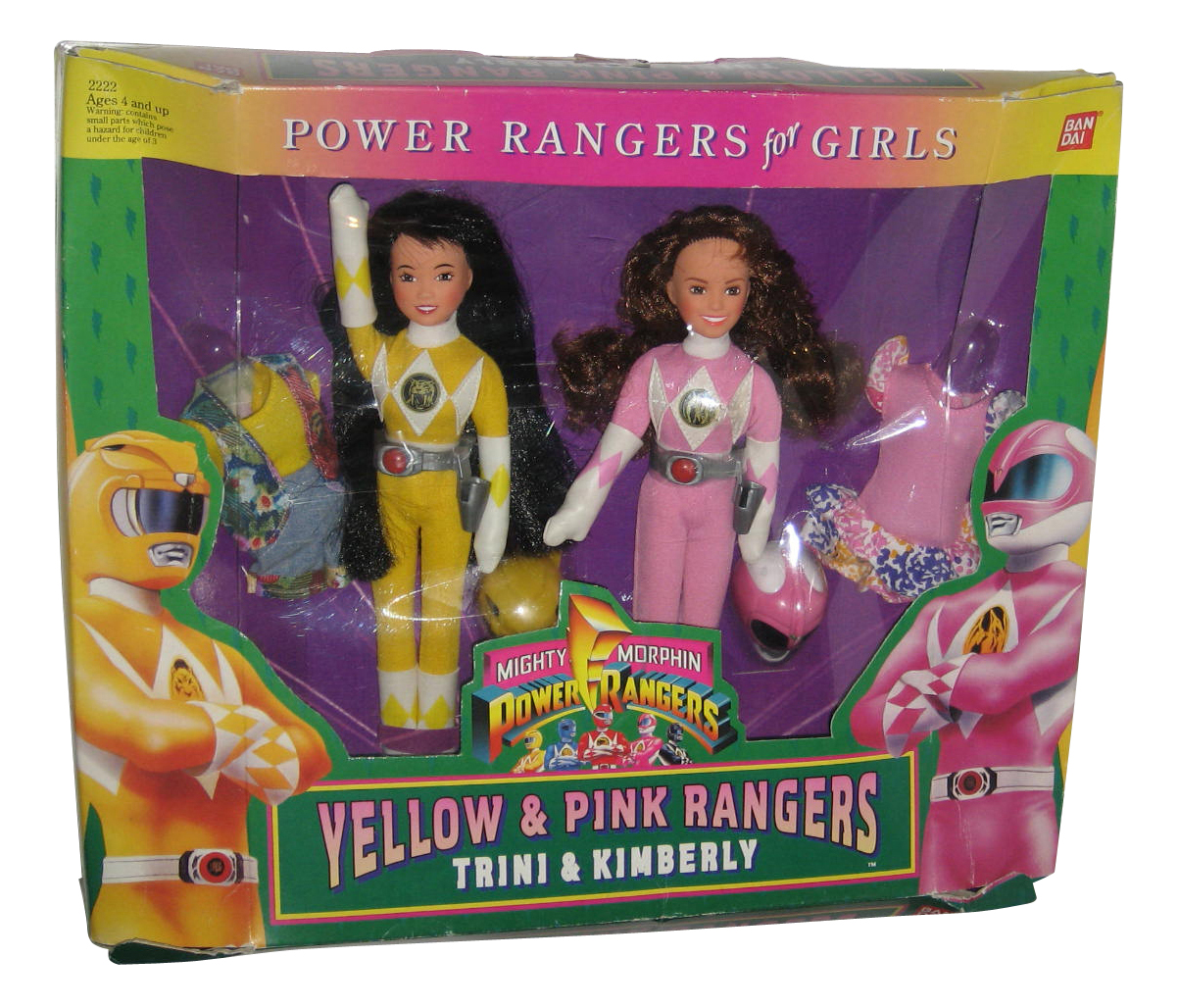 1994 Mighty Morphin Power Rangers Yellow and Pink rangers Trini and  Kimberely Dolls ドール 人形 フ