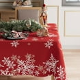 thumbnail image 2 of Winter Red Snowflakes Tablecloth Rectangle Christmas Table Cloth Washable Table Covers for Indoor Dining Home Party Xmas Decorations 60x84 Inch, 2 of 5