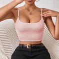 thumbnail image 5 of Tank Top For Women Summer Solid Color Spring Sexy Crop Strap Inner Camisole Vest T-shirts Holiday Wear,Pink,M, 5 of 5