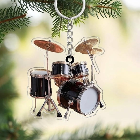 Drum Set Keychain, Eco-Friendly Plywood, Music Lover Gift