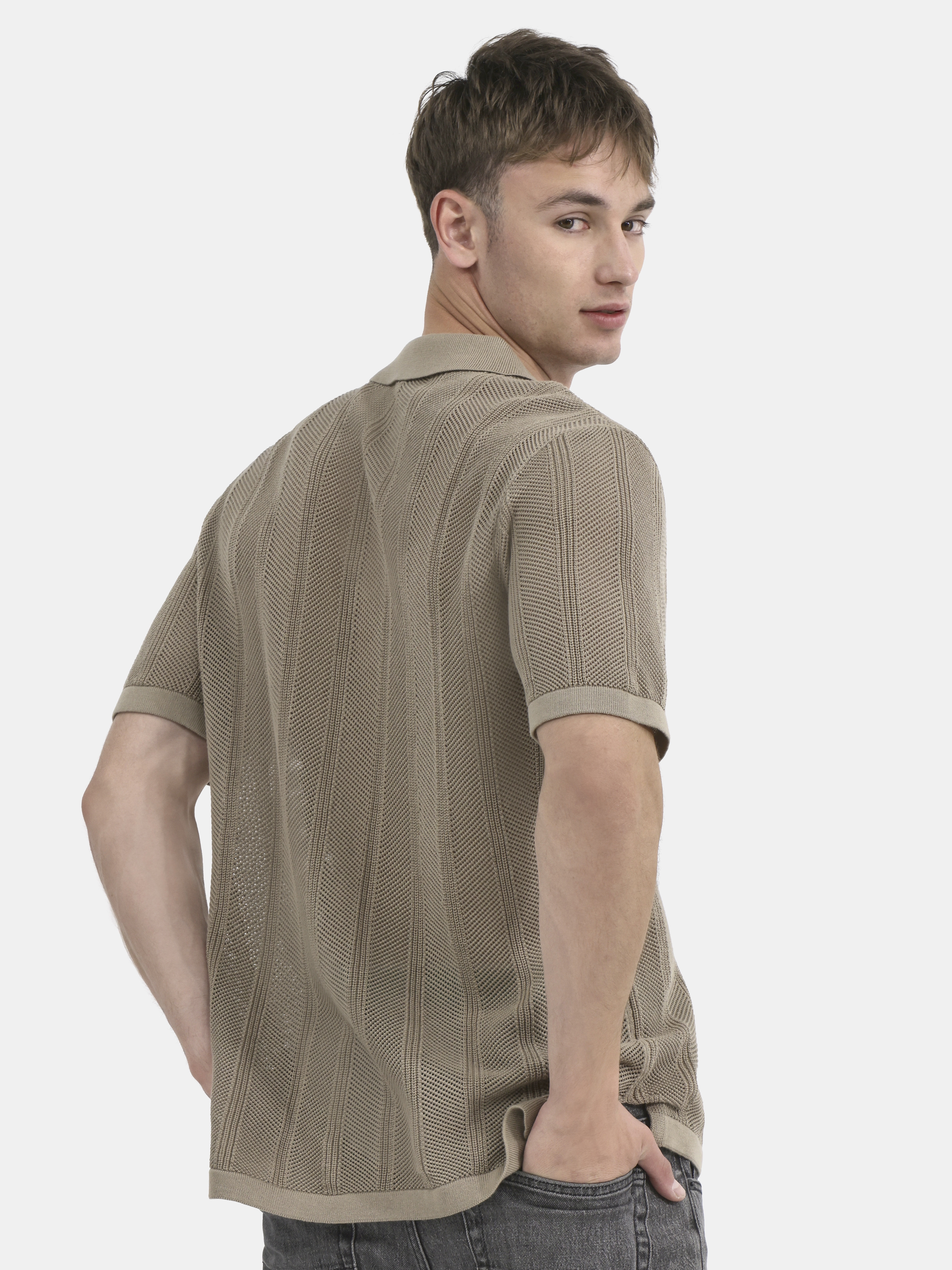 No Boundaries Drop Needle Stich Polo Sweater, Men's and Big Men's