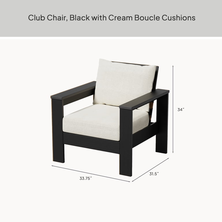 Better Homes & Gardens Ezra Outdoor HDPE Club Chair, Black with