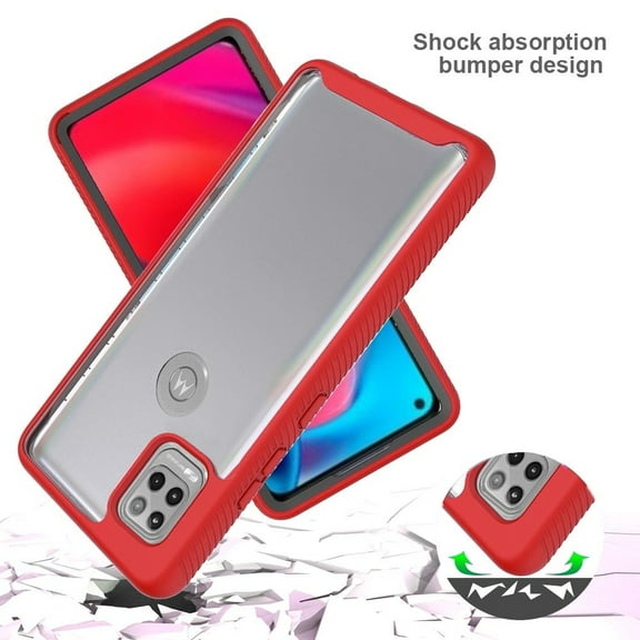 for Motorola Moto G Stylus 2021 5G Version Clear Dual Layer Tuff Rugged Bumper Frame Heavy Duty Hybrid Shockproof Rubber TPU Defender Cover ,Xpm Phone Case [Red]