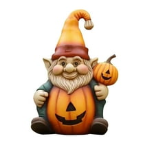 Halloween Decorations, Outdoor Garden Decoration with Light, Resin Home Statue Fall Pumpkin Gnome Statue for Holiday Decoration Collectible Statue., Resin, B