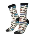 thumbnail image 1 of Lsque Train Printed Men's Crew Socks, Soft Durable Breathable Moisture-Wicking with Odor Control Cotton socks, 1 of 6
