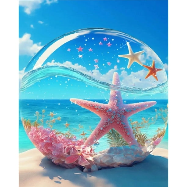 Resina Diamante Wdftyju Serie Paisaje Concha Playa 40*50CM