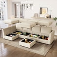 thumbnail image 3 of Marrber Convertible Modular L-Shaped Sectional Couch, 5 Seats Corner Sofa with Storage Ottoman for Living Room Small Space, Polyester Beige, 3 of 8