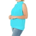 thumbnail image 3 of TheLovely Women & Plus Sleeveless Mock-TurtleNeck Pleated Top with Waistband, 3 of 4