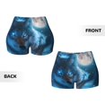 thumbnail image 6 of Athletic Shorts for Women, Winter Wolf Glowing Moon Seam Womens Shorts High Waisted Sport Running Workout Gym, 6 of 8