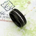 thumbnail image 3 of 8MM Comfort Fit Titanium Wedding Band Black Brushed Center Shiny Edge CZ Eternity Ring (Size 7 to 15), 3 of 5