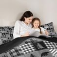 thumbnail image 4 of Erosebridal Boys Jungle Animal Black Bears Full Size Comforter Sets 3 Pieces,Geometric Plaid Bedding Sets For Teens,Black Reversible, 4 of 6