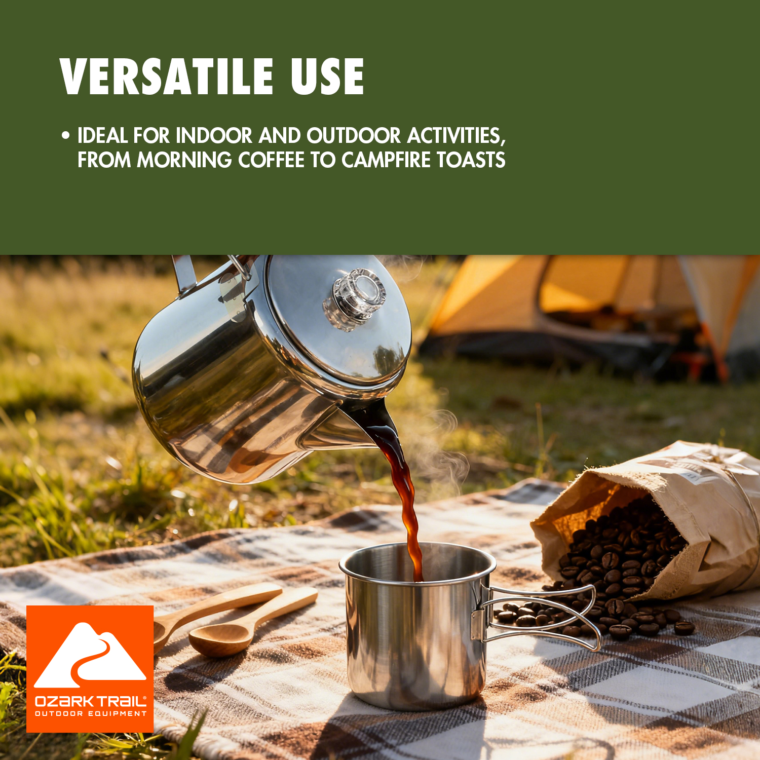 Percolador de acero inoxidable para acampar de 12 tazas 8
