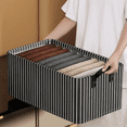 thumbnail image 3 of Black Strips Folding Metal Frame Clothes Storage Box Large Capacity Pants Storage Box,1 x storage box,Black Strips, 3 of 6