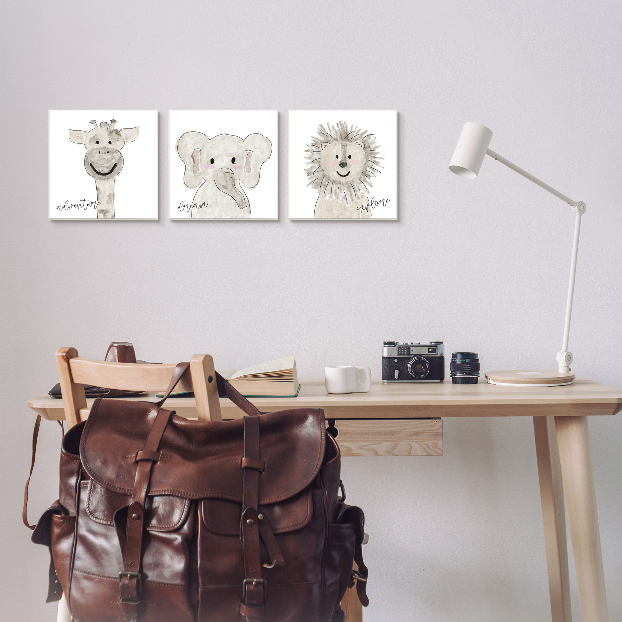 Stupell Industries Cute Cartoon Animals Illustration Adventure Dream Explore Quote , 12 x 12, Design by Natalie Carpentieri