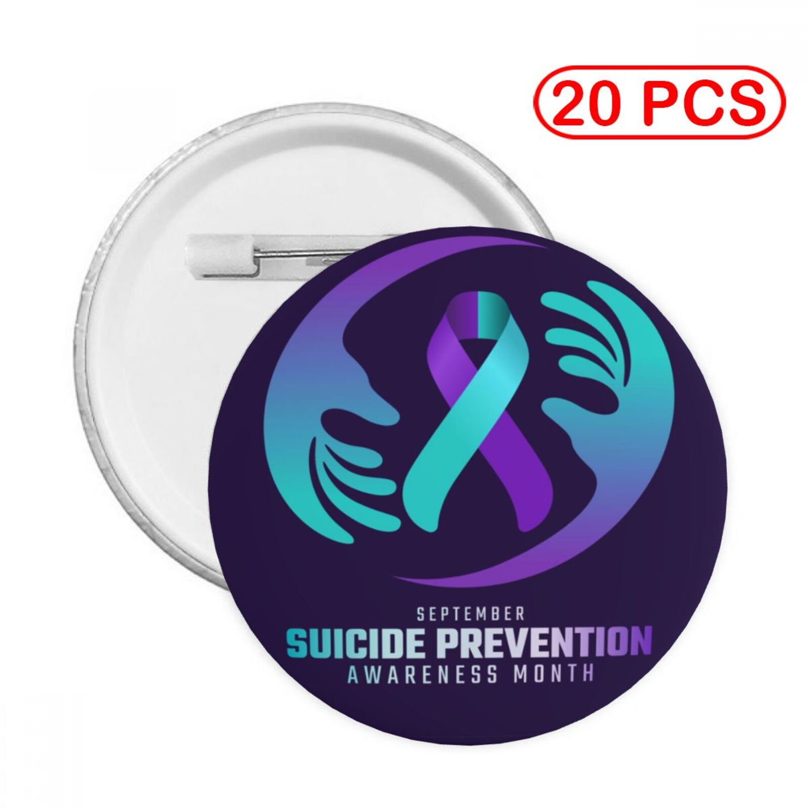 200 Suicide Prevention Awareness Wallet Cards - Teal Purple Ribbon Mental Health Resources