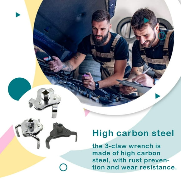 Outil de Voiture Léger en Acier à Haute Teneur en Carbone 3 Mâchoires Clé Universelle pour Filtre à Huile Clé Étanche Résistante à l'Usure Détachable Stable Noir/oblate